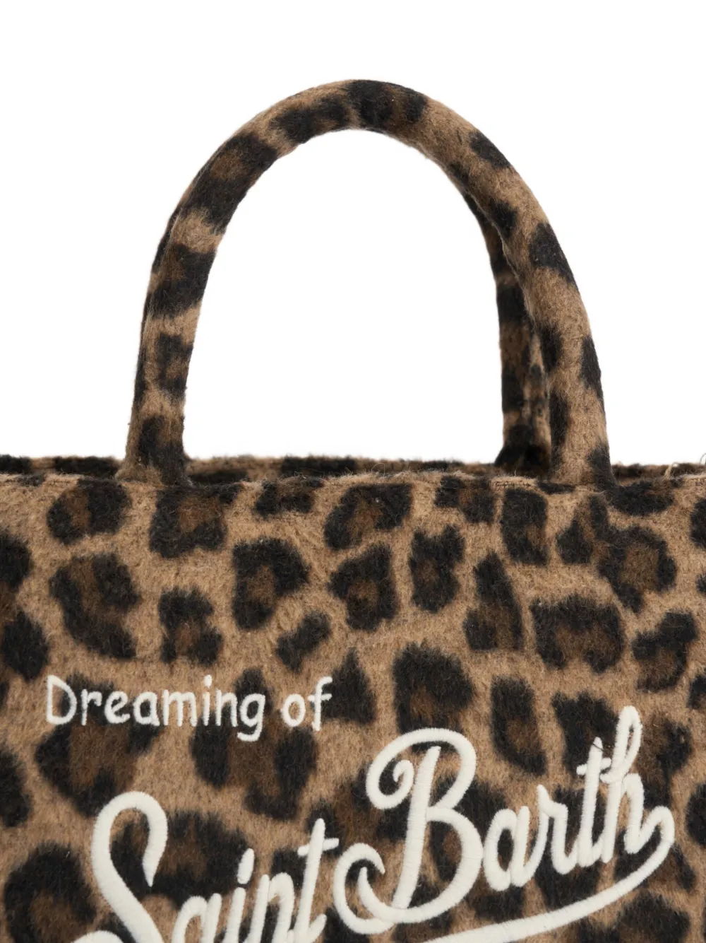 Mc2 Saint Barth Colette Leopard-print Fringed Shoulder Bag In Brown