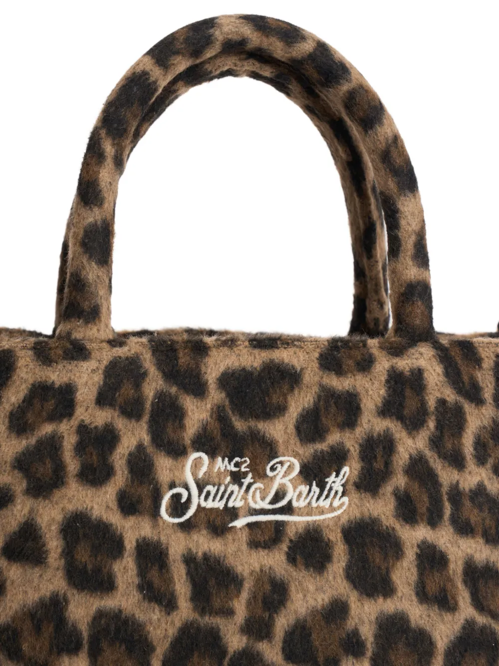 MC2 Saint Barth Colette schoudertas met luipaardprint en franje Bruin