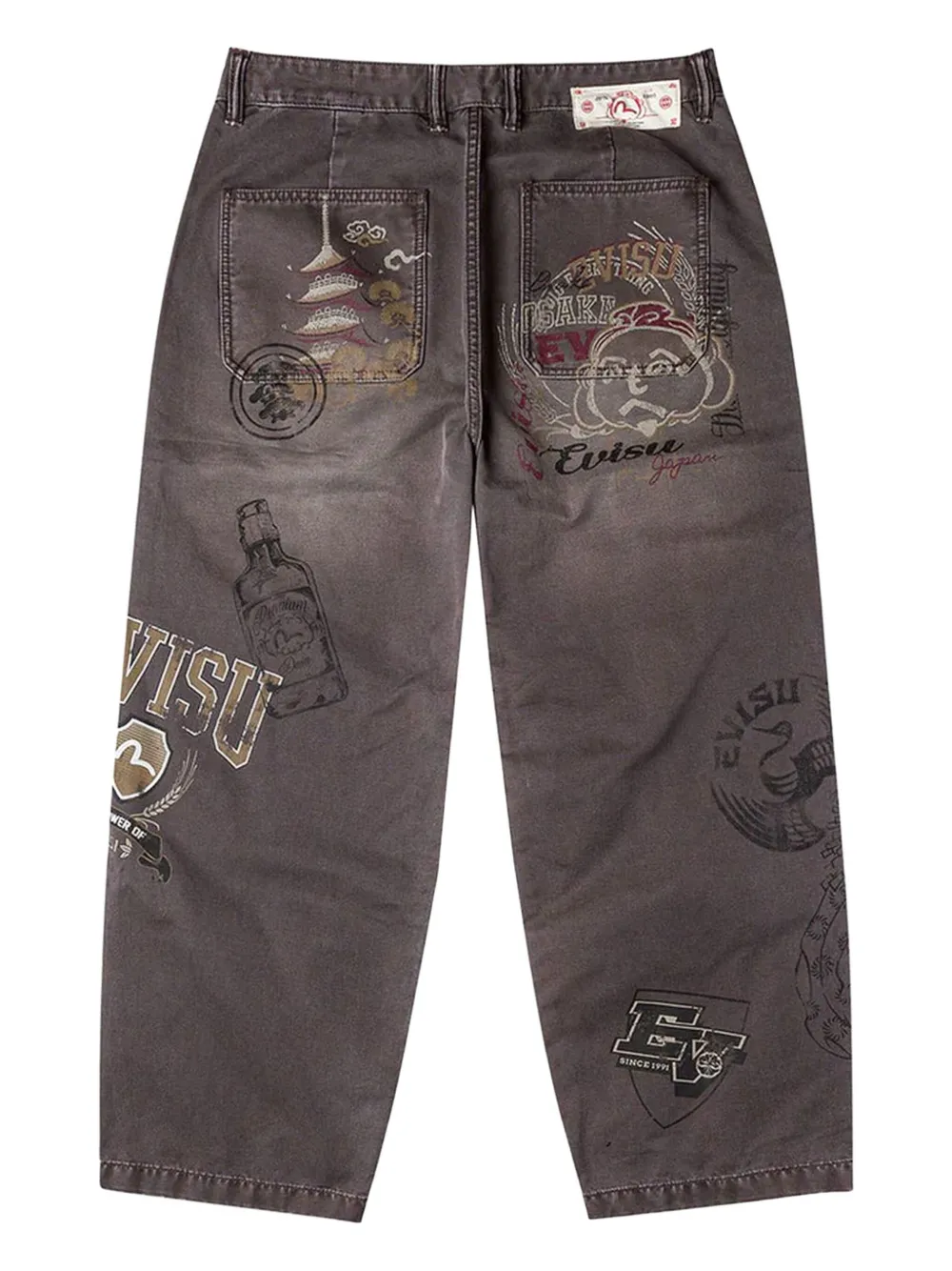 Evisu Graphic Print Jeans In Brown