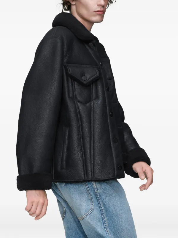 ジャケット・アウター Maison Margiela Oversized Shearling JKT Maison Margiela Waxed Shearling Jacket | Black | FARFETCH JO