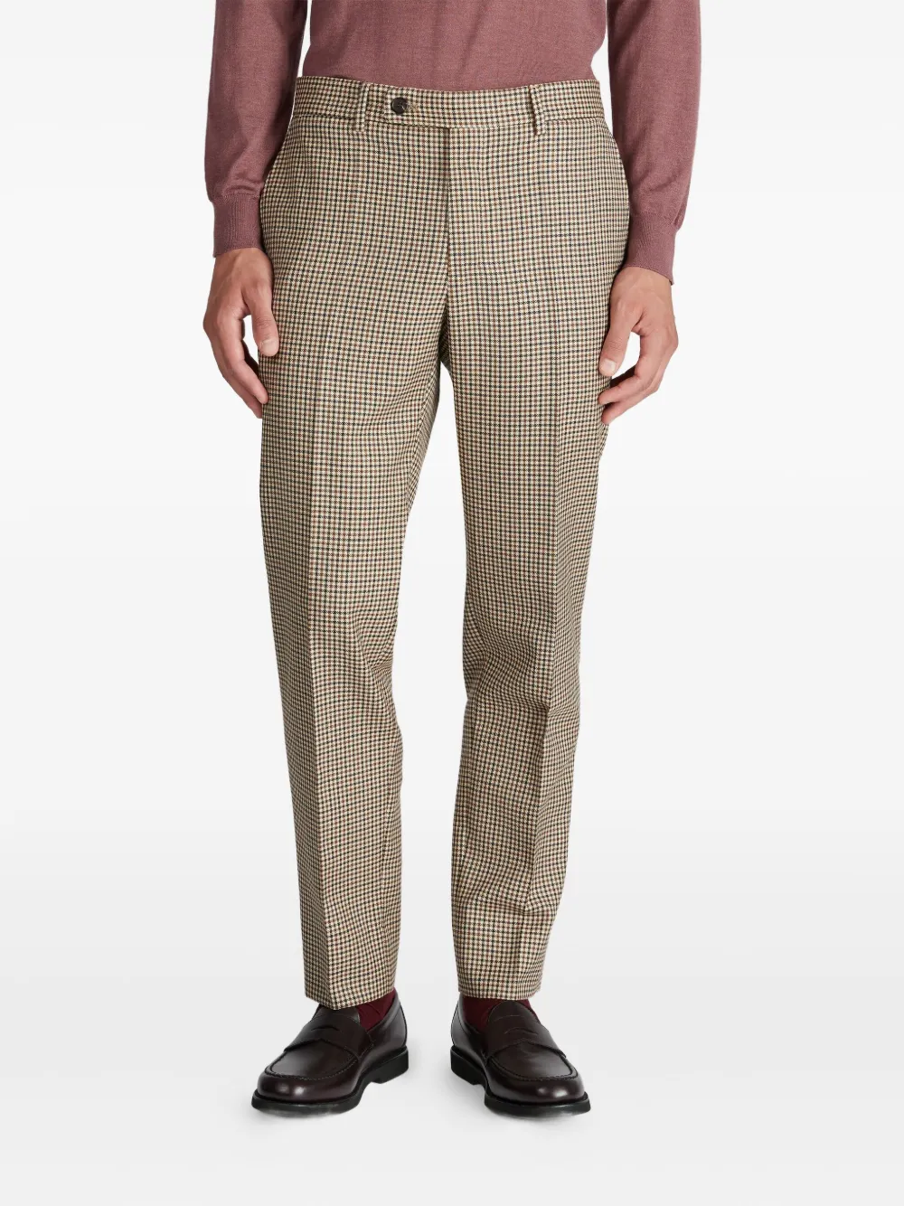 Slowear Check Wool Trousers In Gray