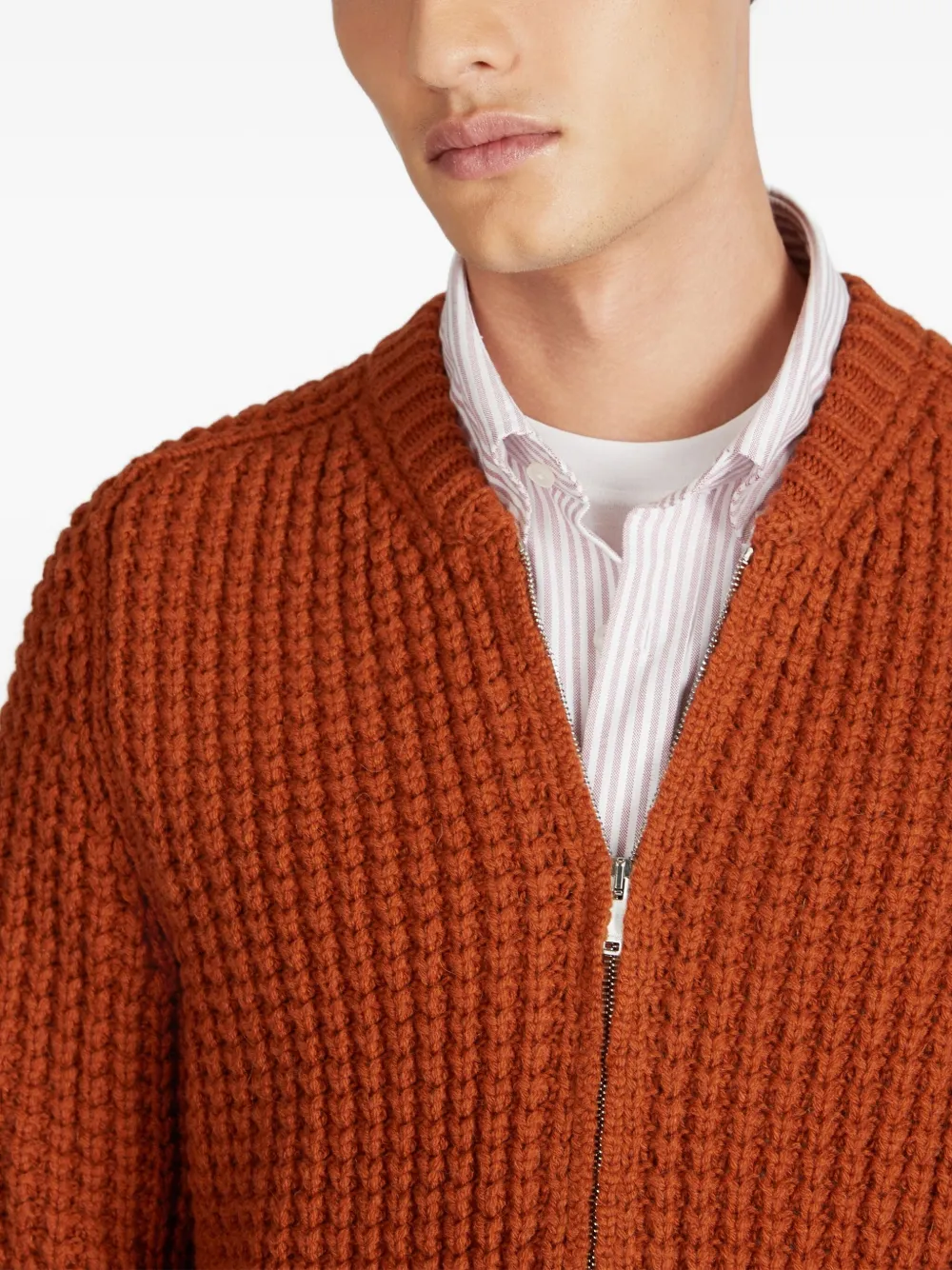 Zanone Vest met rits Oranje