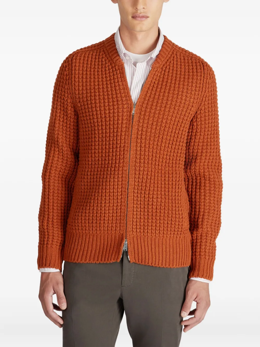 Zanone Vest met rits Oranje