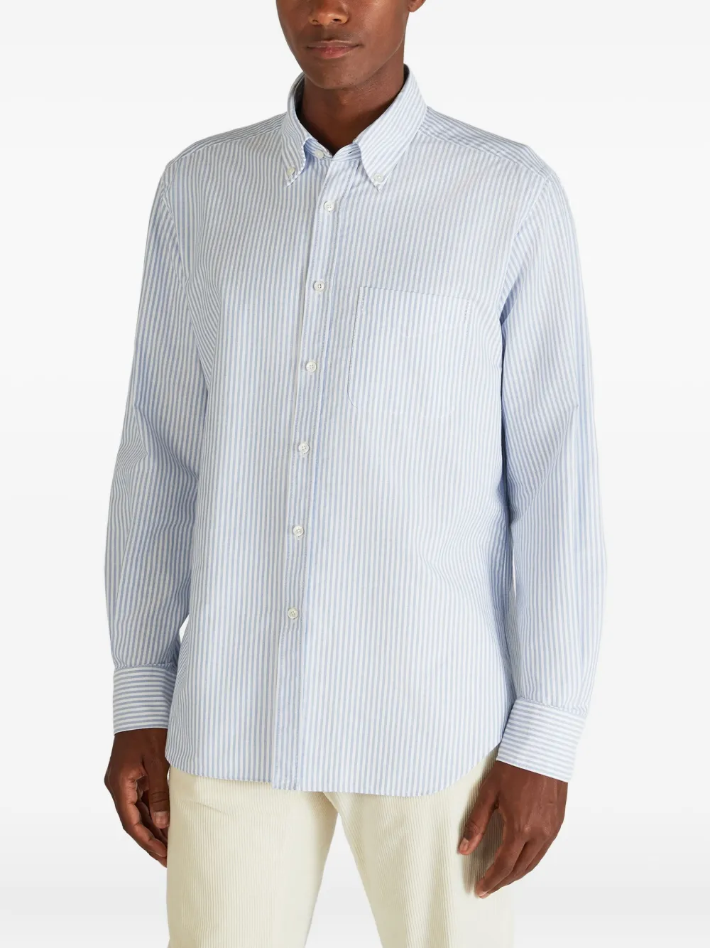 slowear Gestreept katoenen Oxford overhemd Blauw