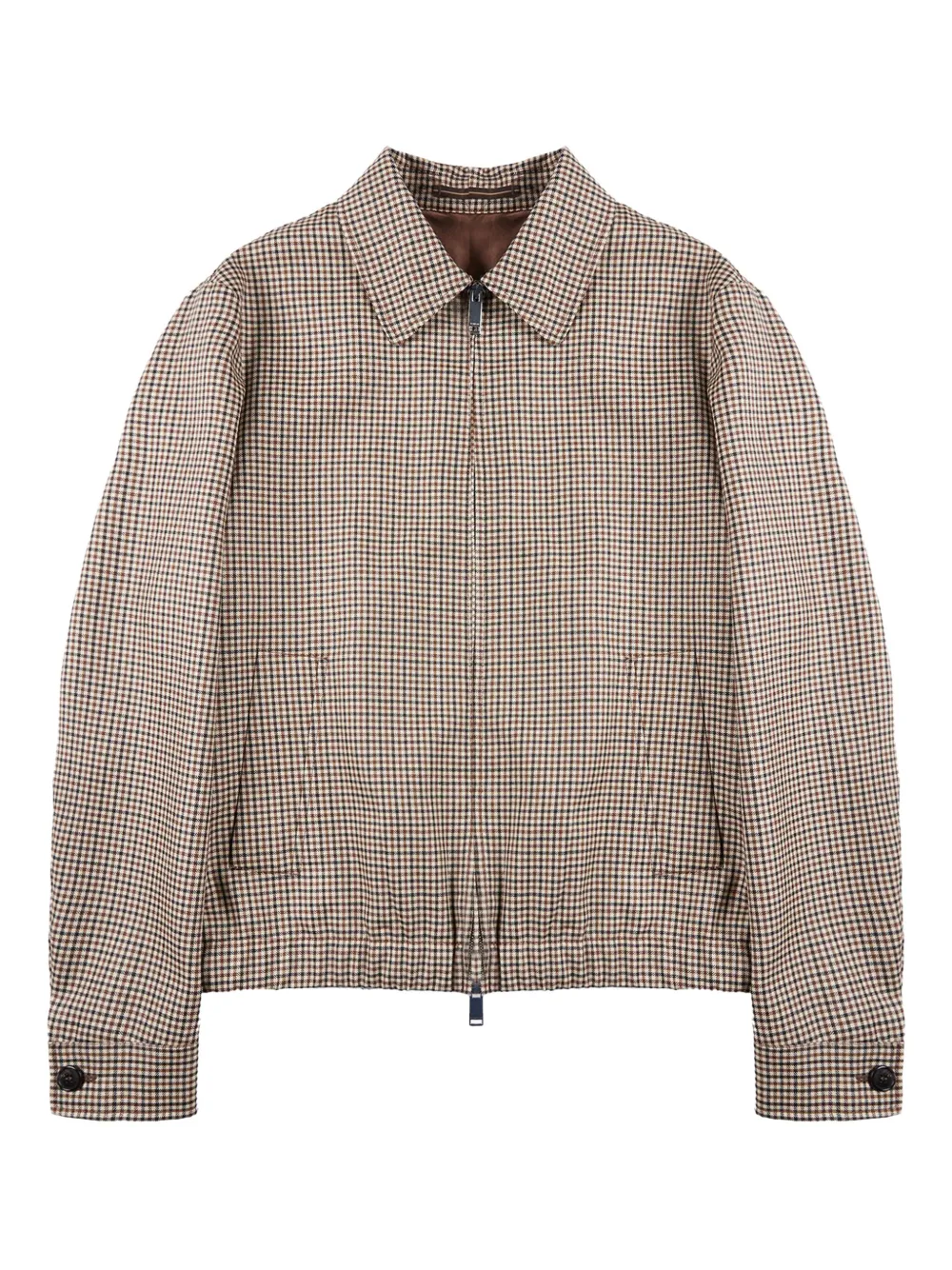 Incotex checked zip-up bomber jacket | Brown | Image 1