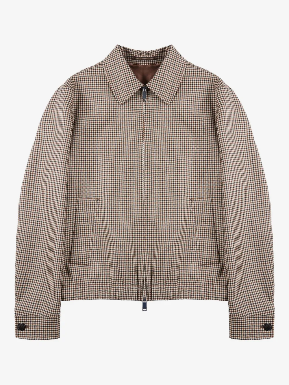 Incotex checked zip-up bomber jacket | Brown | Image 1