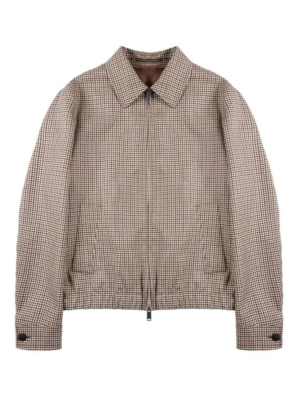 Incotex Checked Zip-up Bomber Jacket in Brown