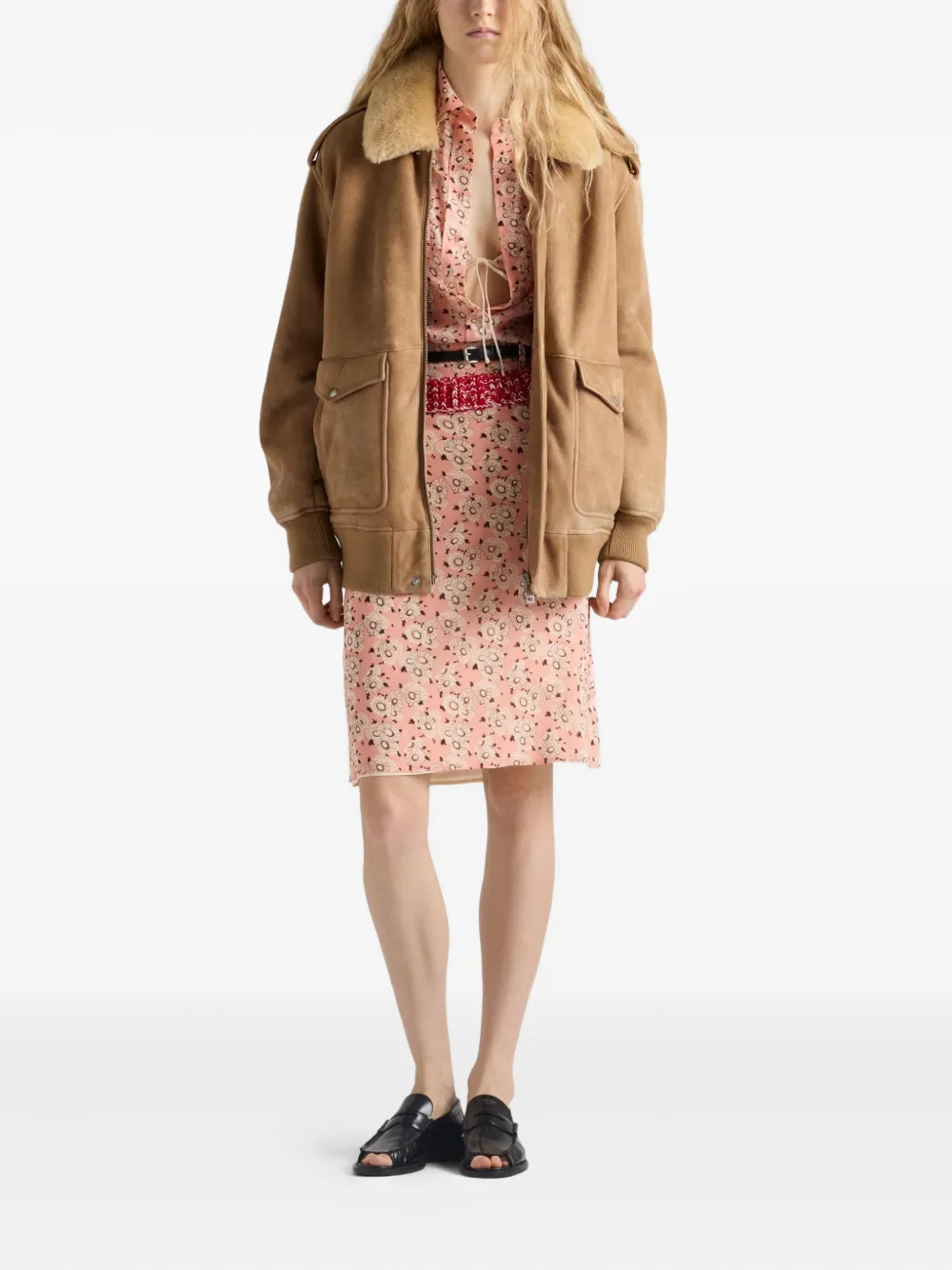 Prada shearling-collar patch-pocket jacket | Faux Fur & Shearling Jackets | Image 2