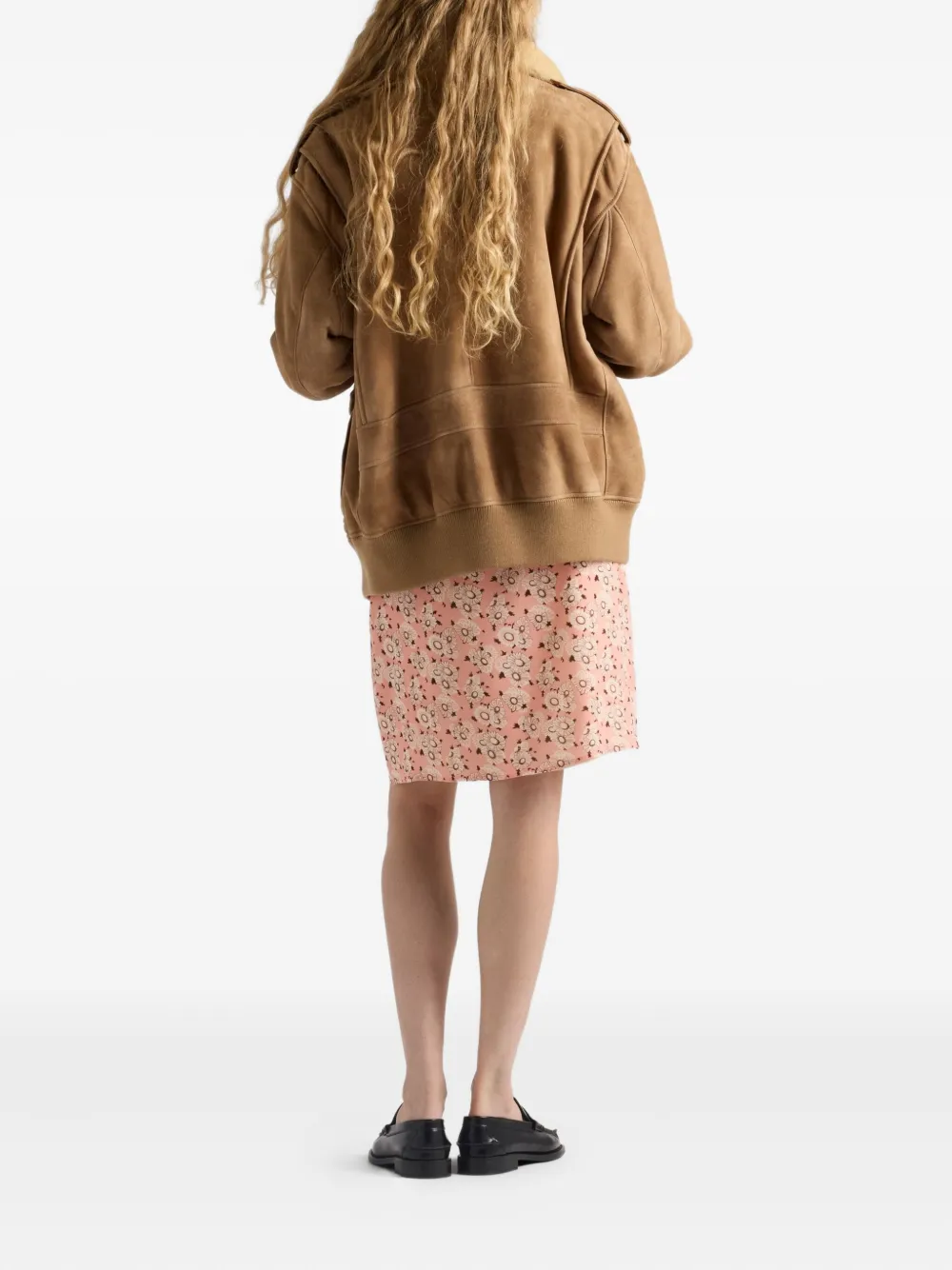 Prada Jack met opgestikte zak en lammy kraag Bruin