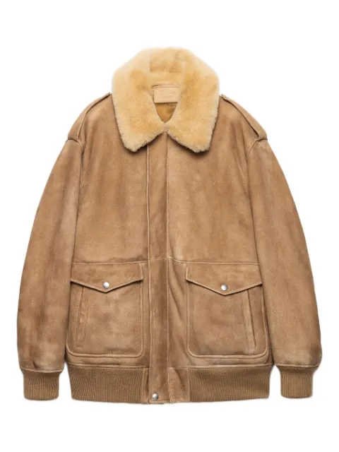 Prada shearling-collar patch-pocket jacket