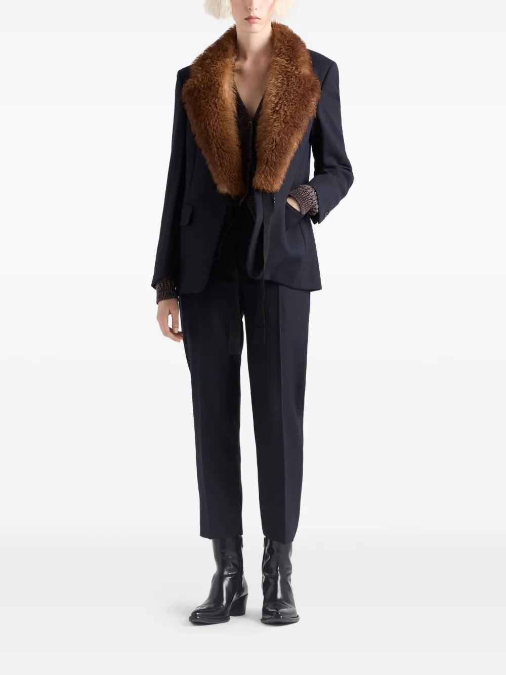 Prada Wollen broek met stiksel - Blauw