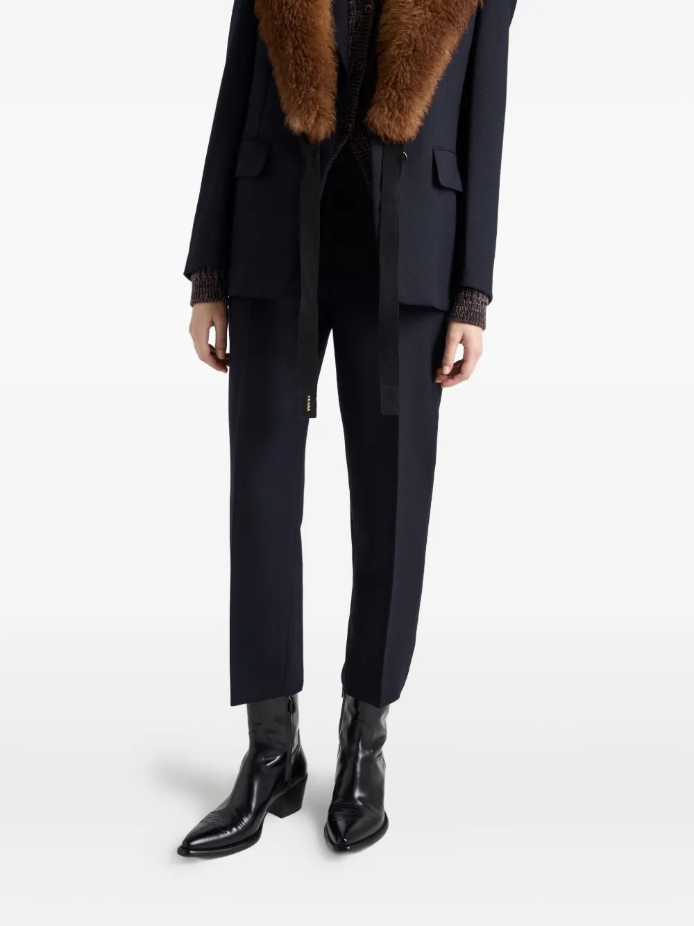 Prada Wollen broek met stiksel Blauw