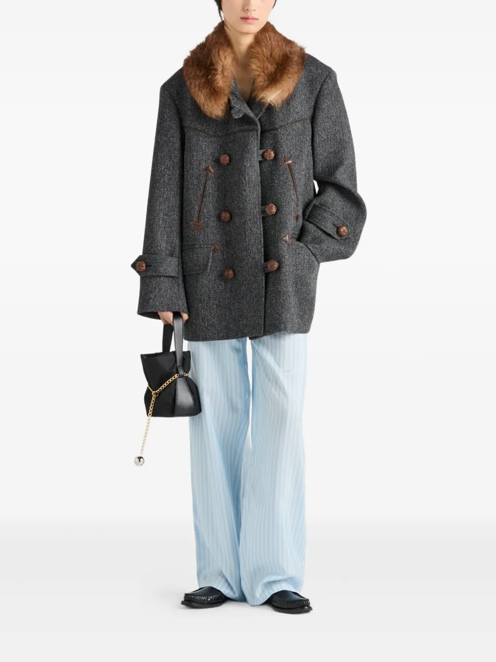 Prada striped silk trousers - Blauw