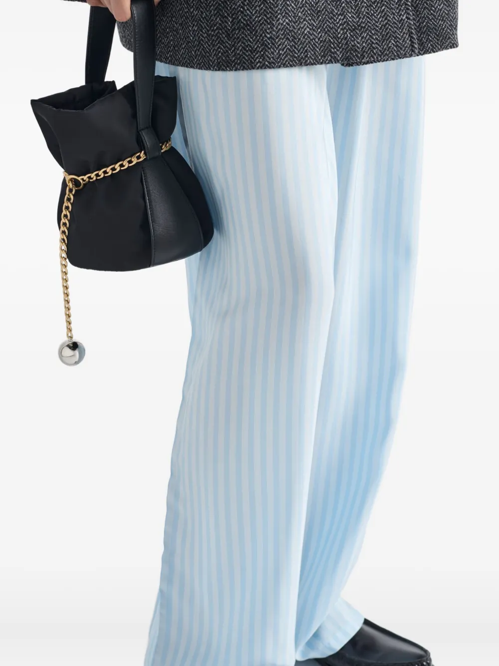 Prada Striped Silk Trousers In Blue