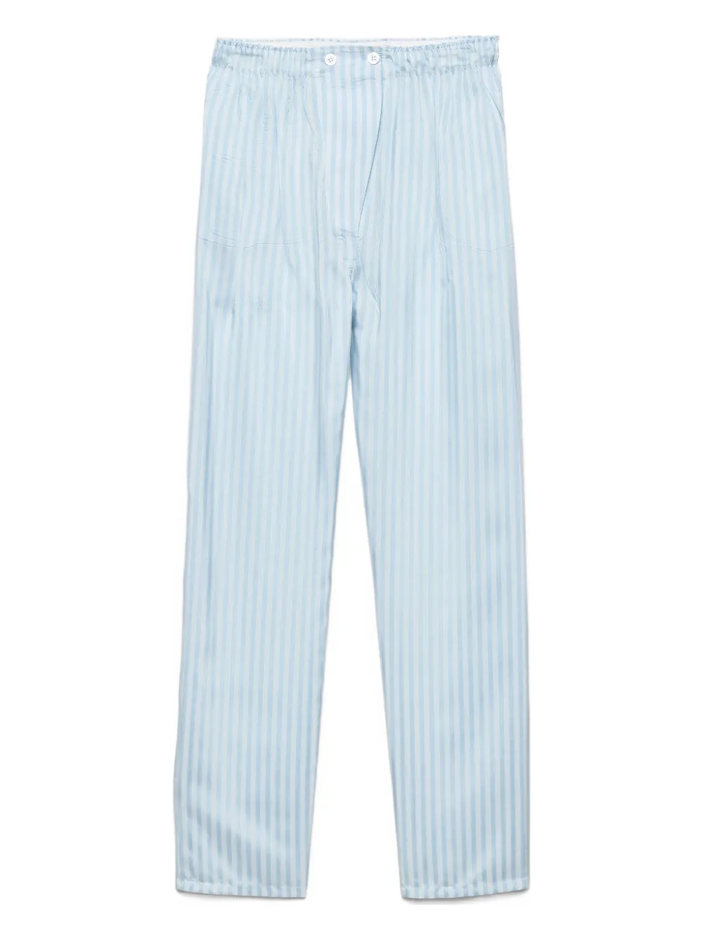 Prada Striped Silk Trousers In Blue
