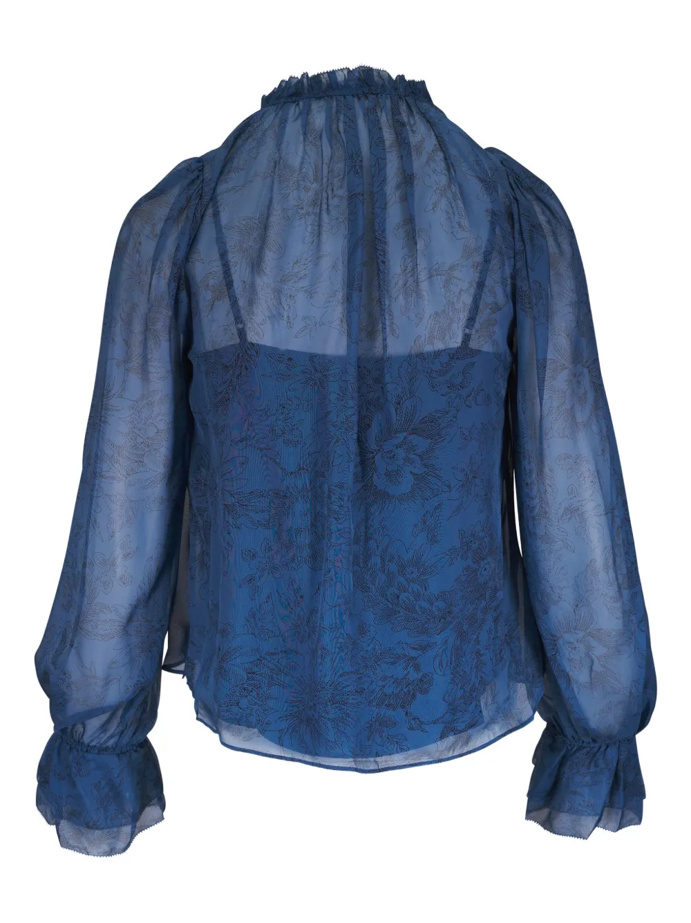 Veronica Beard Maxime ruffled-neck blouse - Blauw