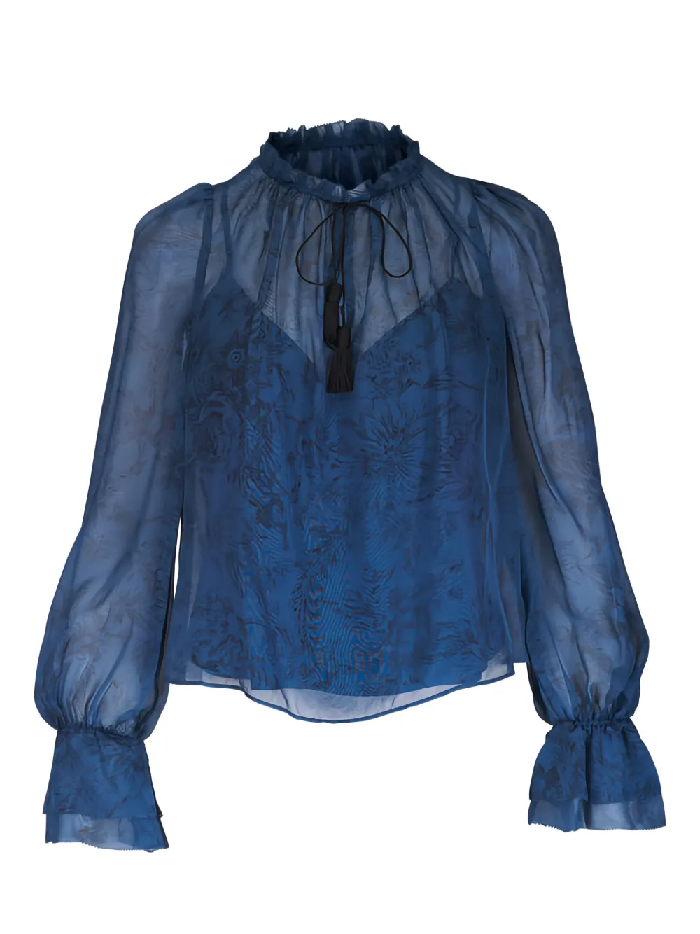 Veronica Beard Maxime ruffled-neck blouse - Blu