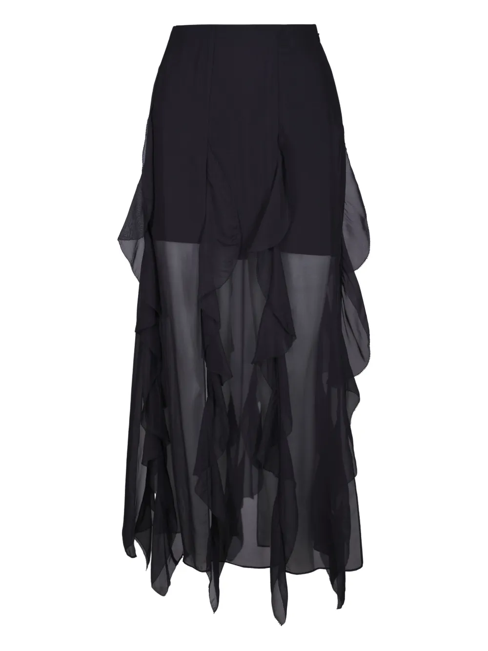 Veronica Beard Ava ruffled-detail midi skirt - Zwart