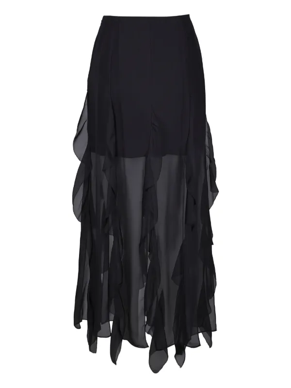 Veronica Beard Ava Ruffled-detail Midi Skirt in Black