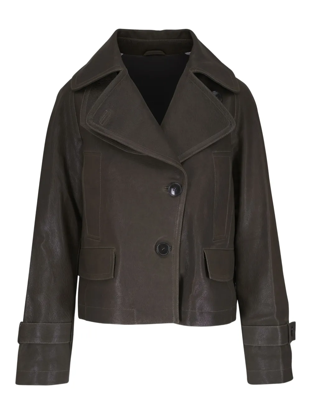 Odeeh button leather jacket | Brown | Image 1