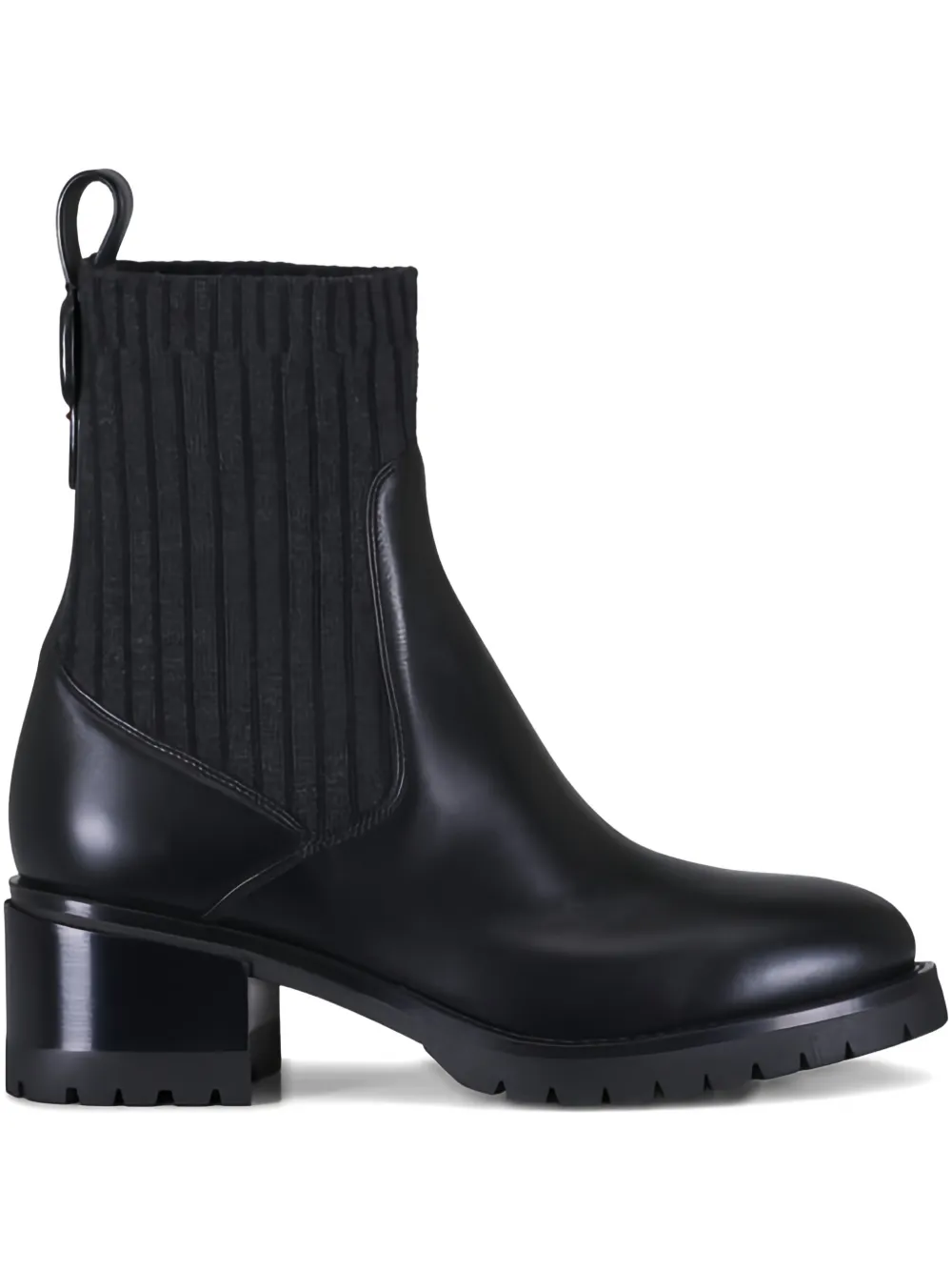 Santoni ribbed buckle boots Zwart