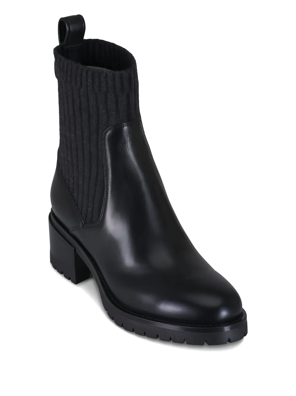 Santoni ribbed buckle boots Zwart