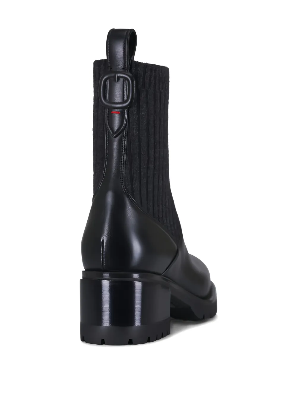 Santoni ribbed buckle boots Zwart