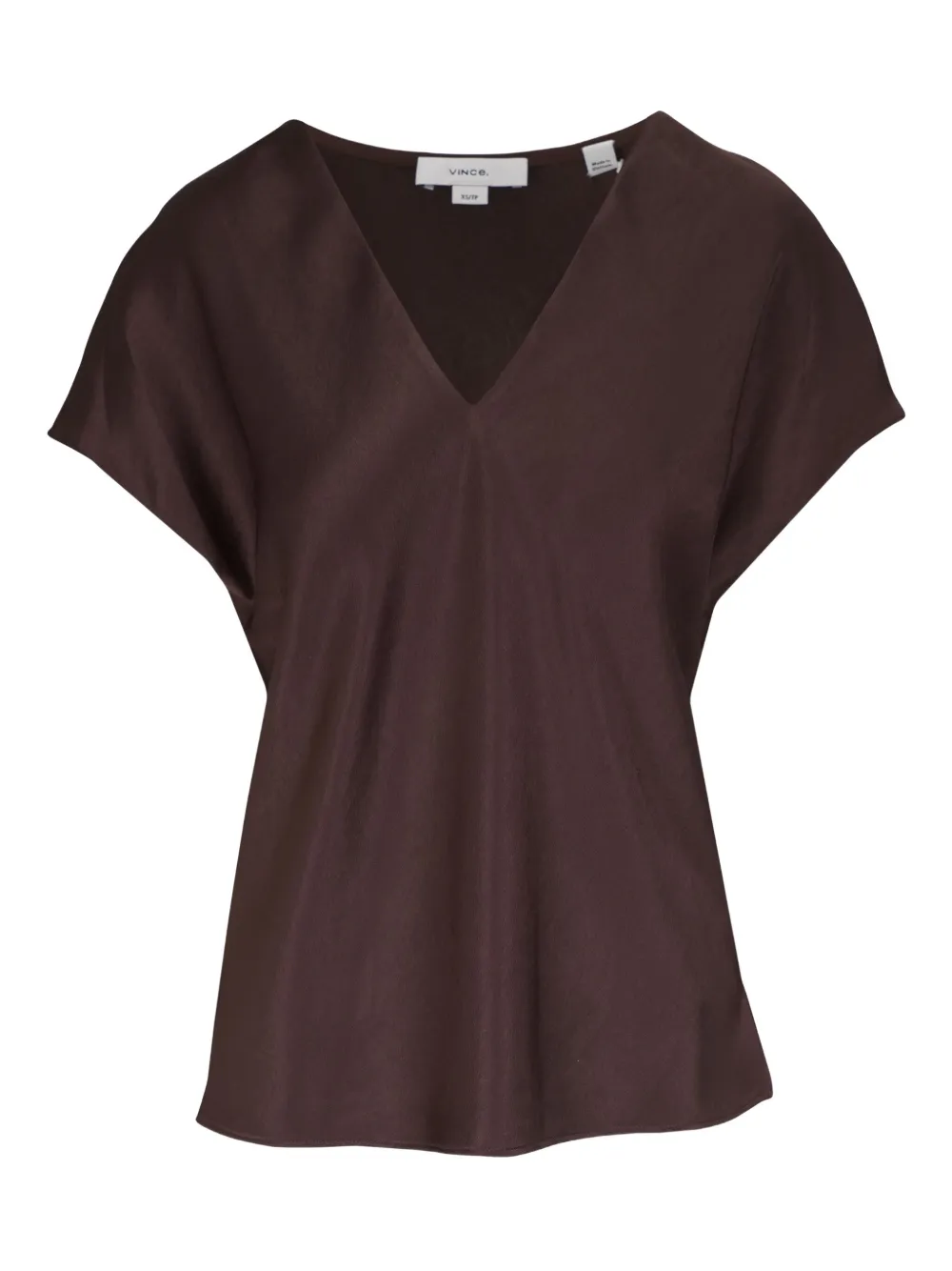 Vince V-neck Short-sleeves Top In Brown