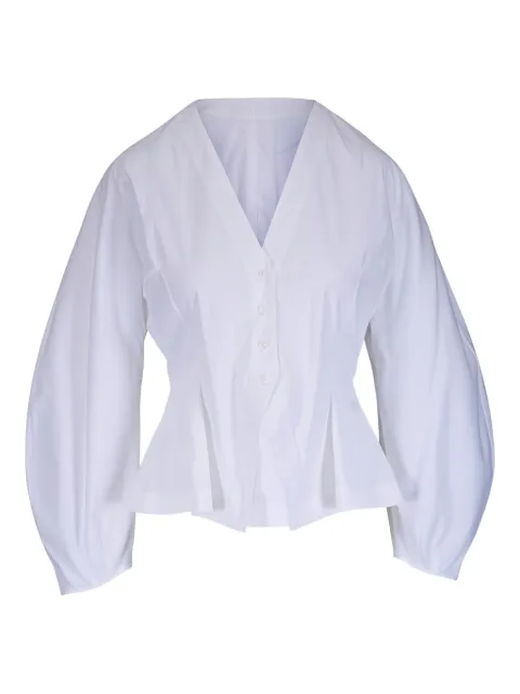 Lela Rose V-neck bishop-sleeve top