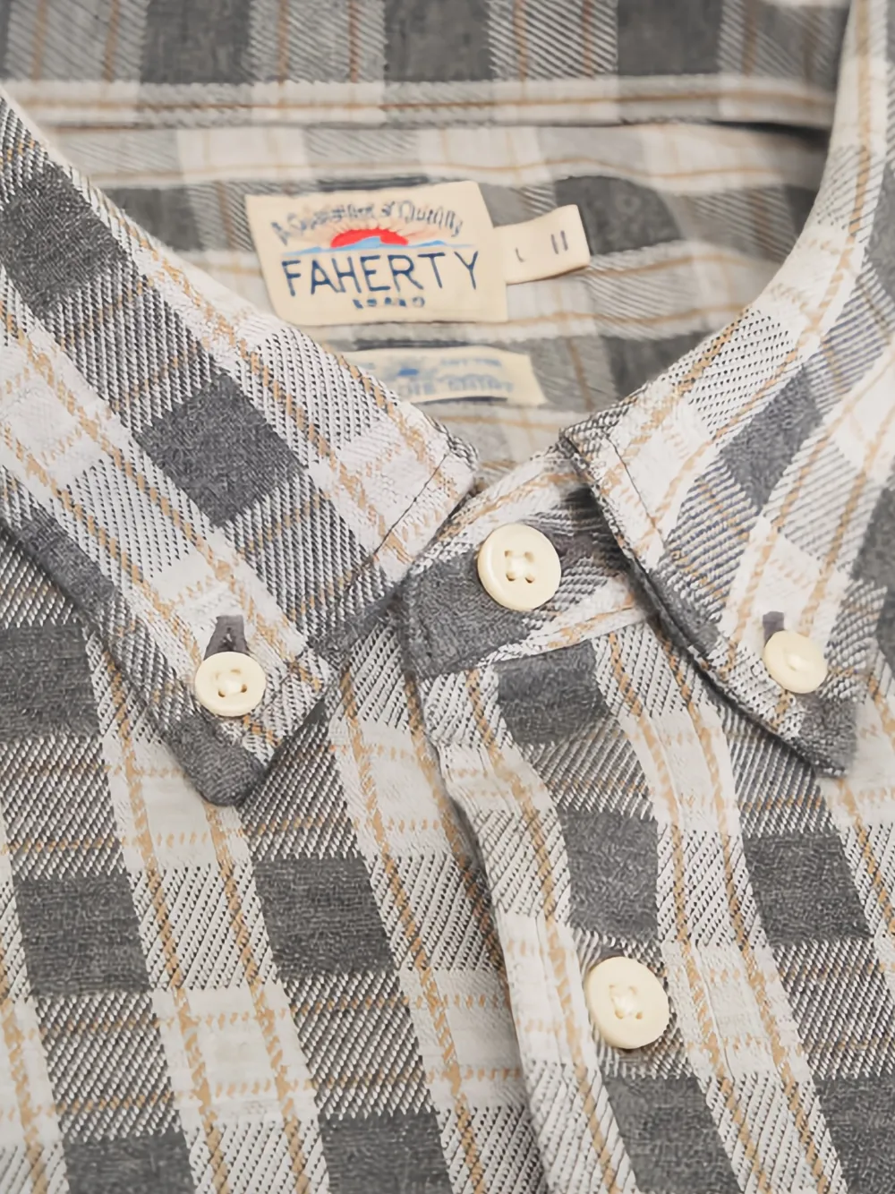 FAHERTY Geruit overhemd met knopen - Grijs