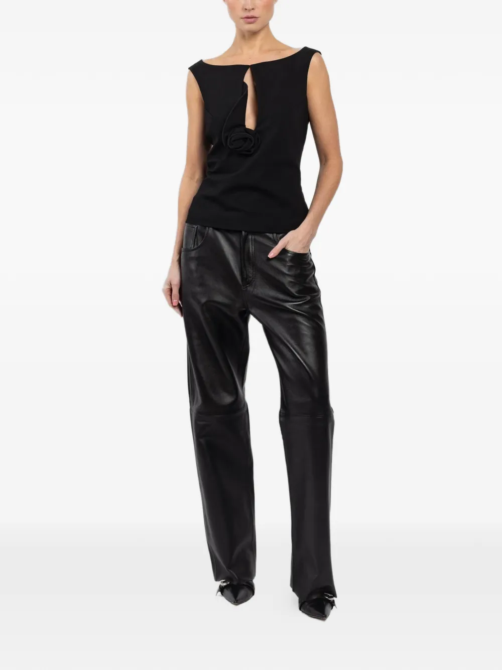 Magda Butrym flower-detail blouse - Zwart