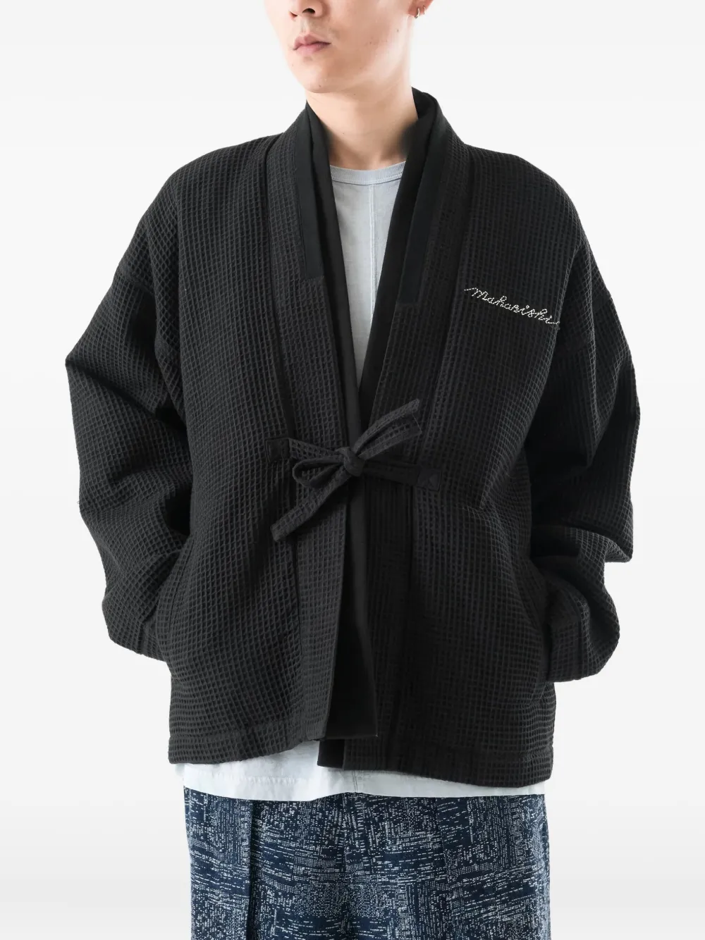 Maharishi Wafeljack met borduurwerk Zwart