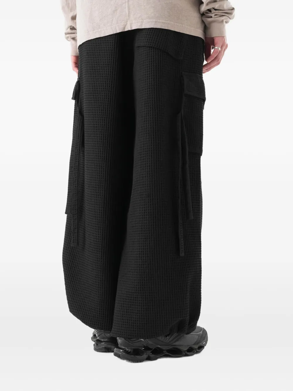 Maharishi 6203 Waffle Hakama Cargo Trousers In Black