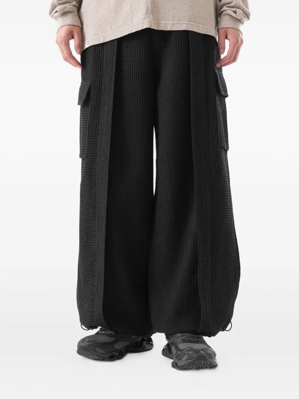 Maharishi 6203 Waffle Hakama Cargo Trousers In Black