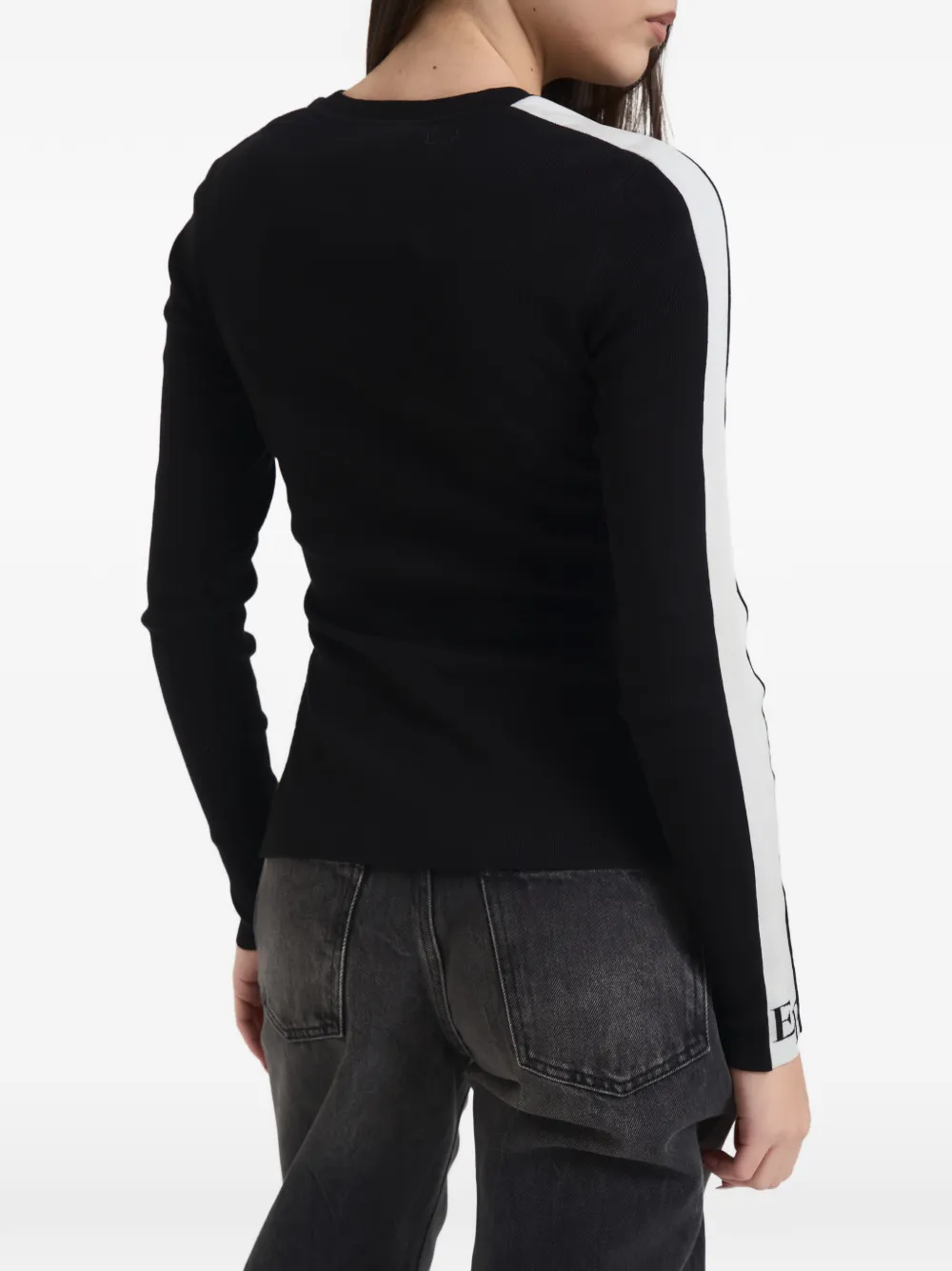 Elisabetta Franchi Side-stripe Sweater In Black