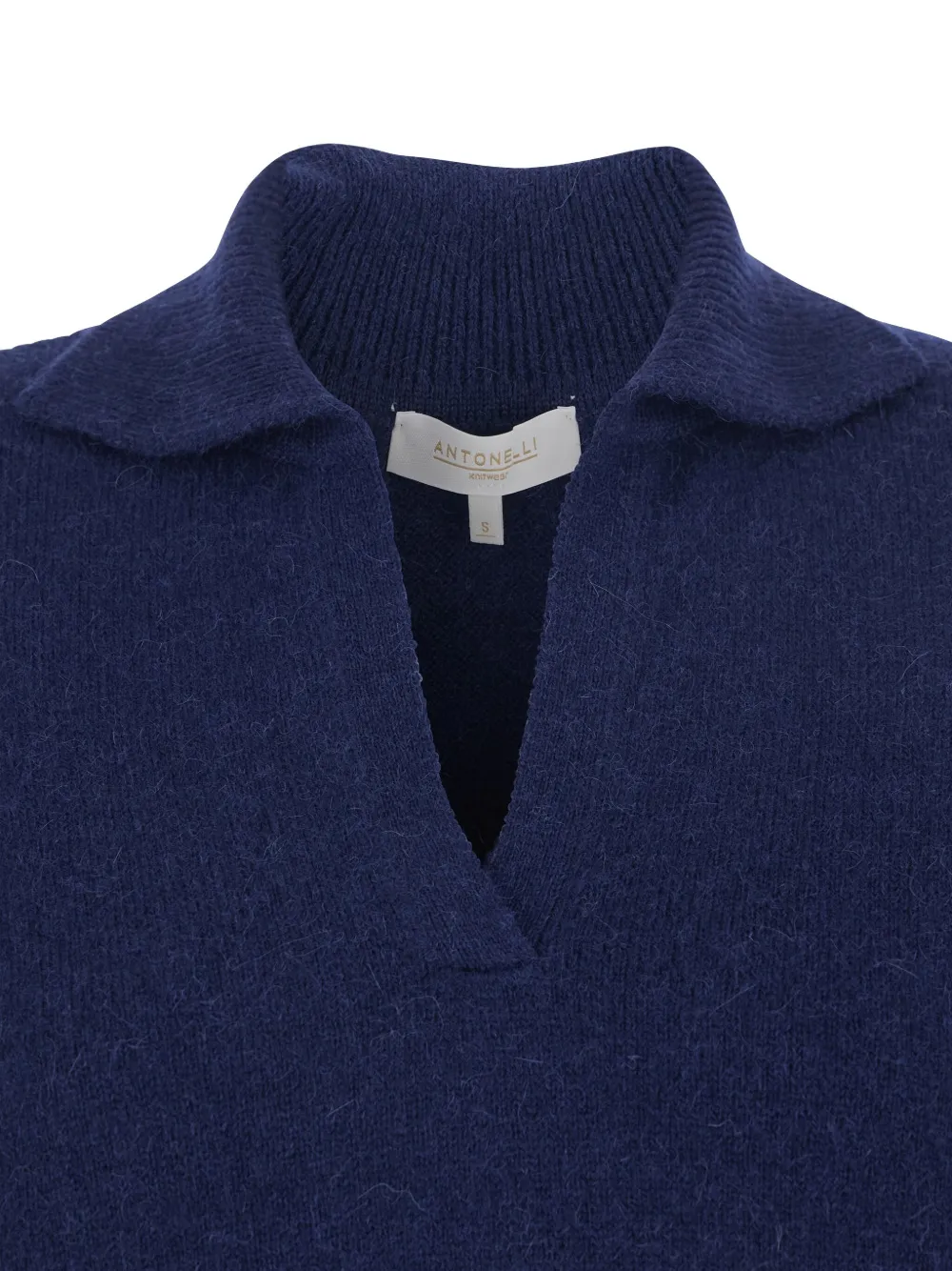 Antonelli Geribbelde trui met V-hals Blauw