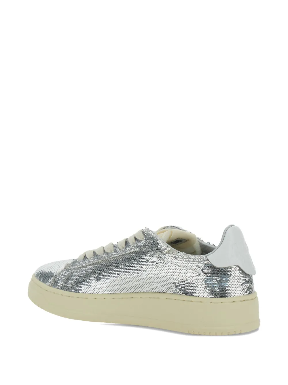 Autry Sequined Low Top Sneakers With Fabric Upper In Silver