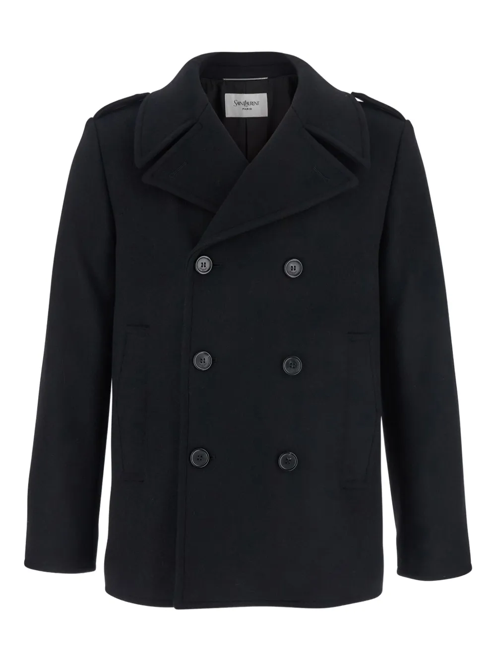 Saint Laurent abrigo con doble botonadura y solapas de muesca | negro | Image 1