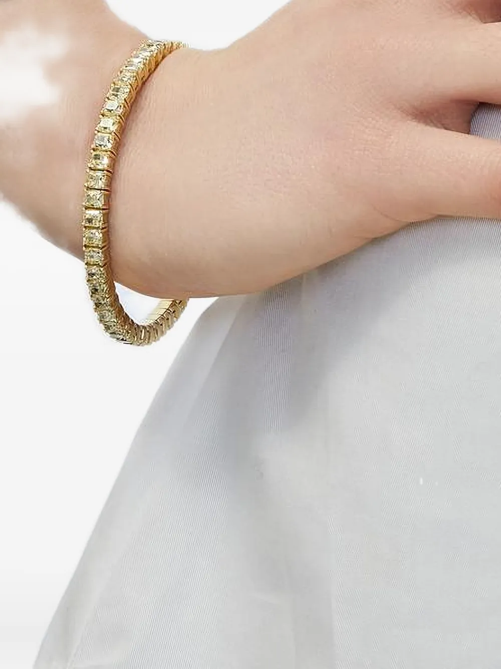 Jewels Aficionado 18k Yellow Gold Diamond Stretchy Tennis Bracelet In Brown
