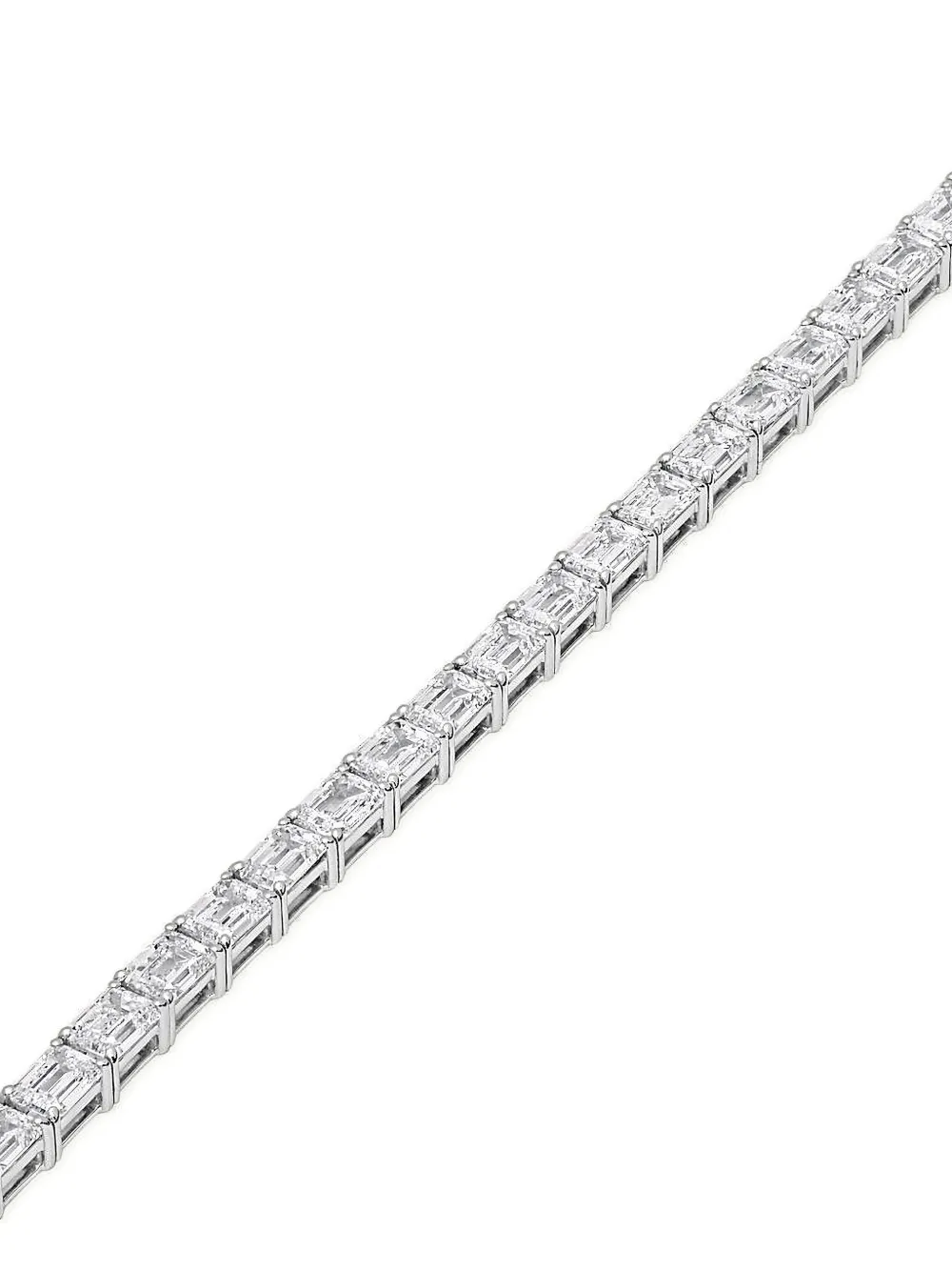 Jewels Aficionado 18k White Gold Alya Emerald Cut Diamond Bracelet In Silver