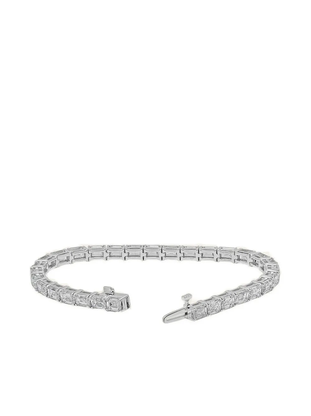 Jewels Aficionado 18k White Gold Alya Emerald Cut Diamond Bracelet In Silver