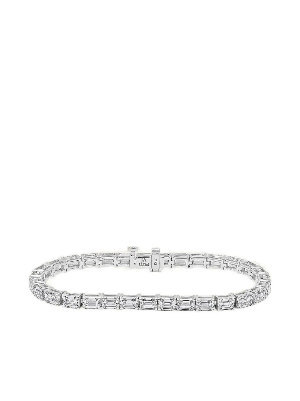 Jewels Aficionado 18k White Gold Alya Emerald Cut Diamond Bracelet In Silver