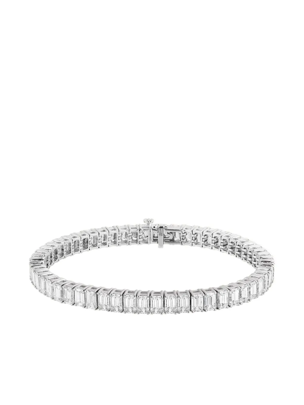 Jewels Aficionado 18k White Gold Alya Emerald-cut Diamond Tennis Bracelet In Silver