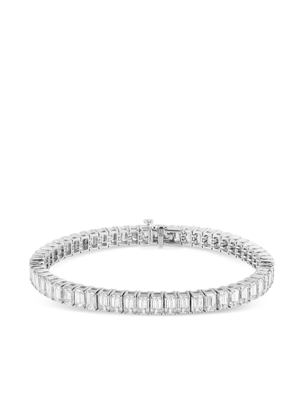 Jewels Aficionado 18K white gold Alya emerald-cut diamond tennis bracelet - Silver
