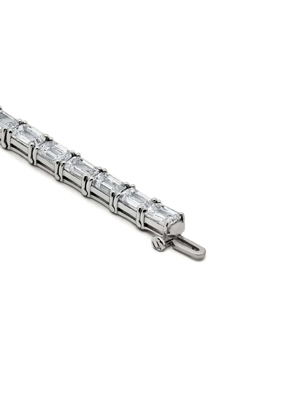 Jewels Aficionado 18k White Gold Diamond Emerald-cut Bracelet In Silver