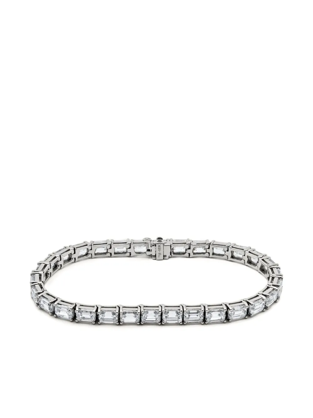Jewels Aficionado 18k White Gold Diamond Emerald-cut Bracelet In Silver