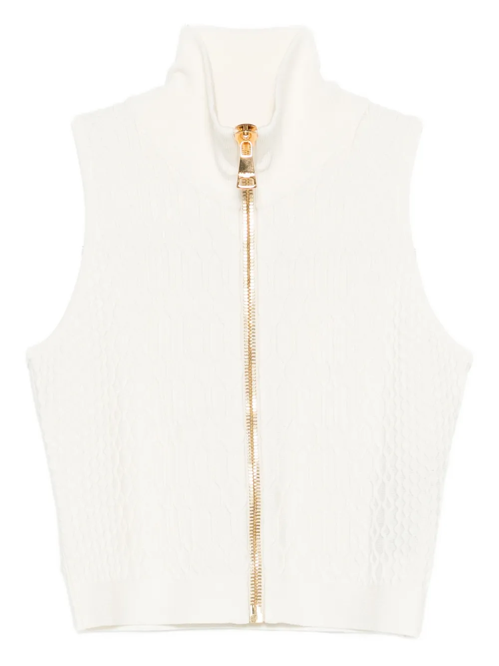 Balmain top con cuello de tortuga y cierre | blanco | Image 1