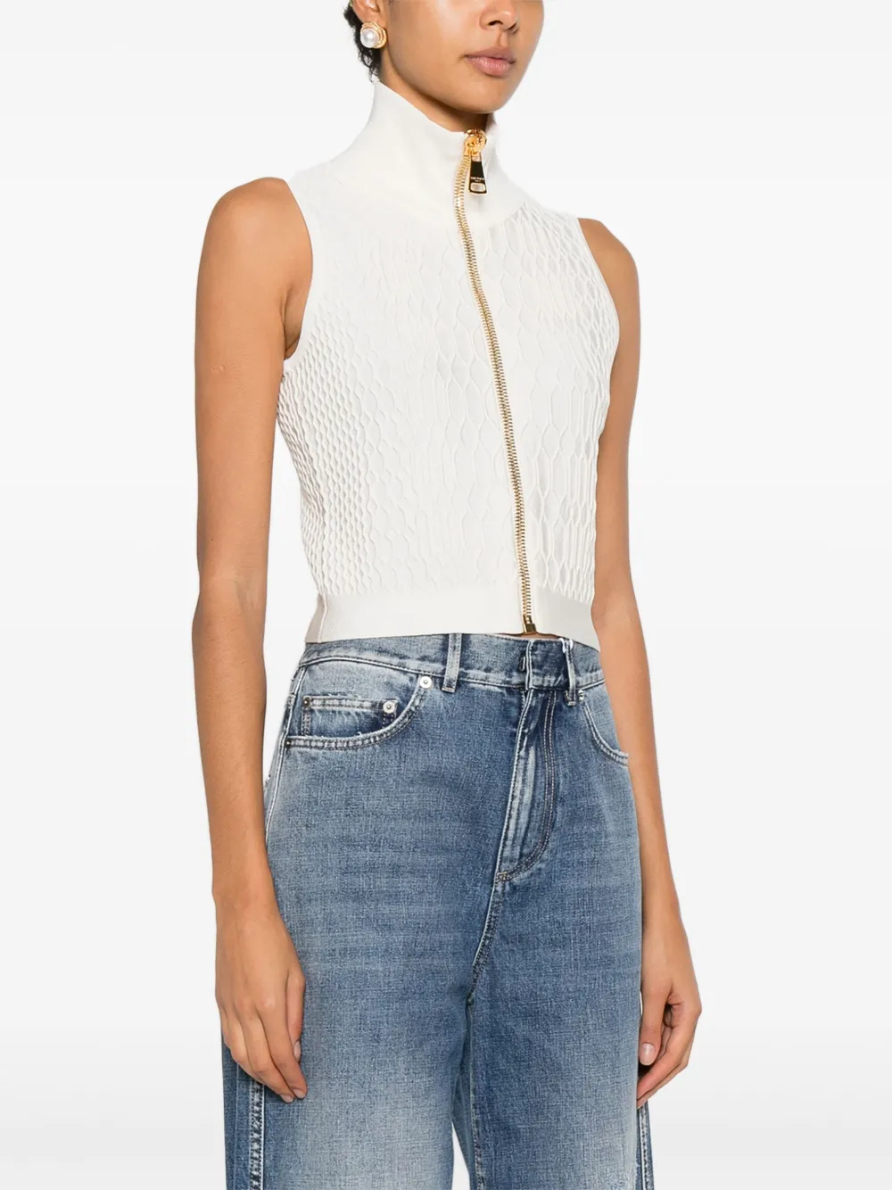 Balmain Top met hoge hals en rits Wit