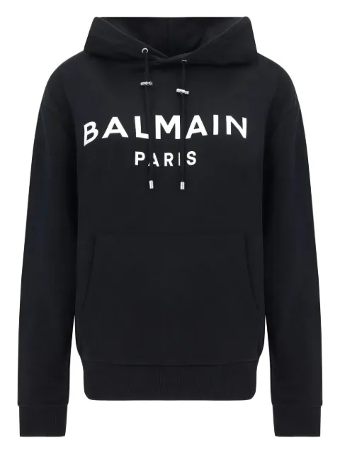 Balmain logo-print cotton hoodie