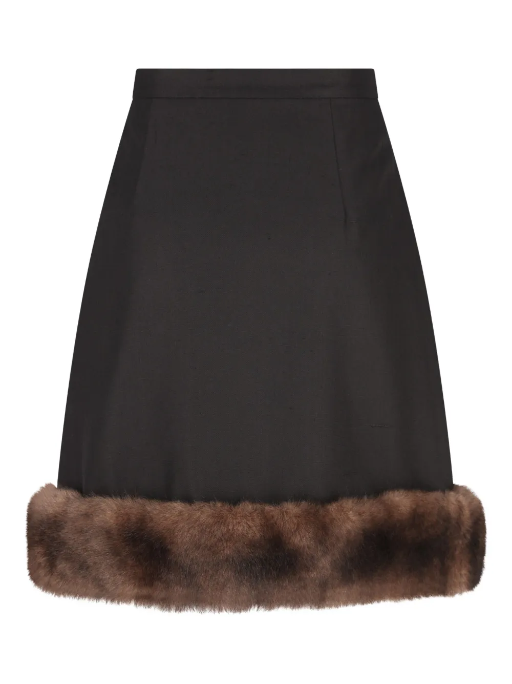 Valentino Garavani fur-trim button skirt - Zwart